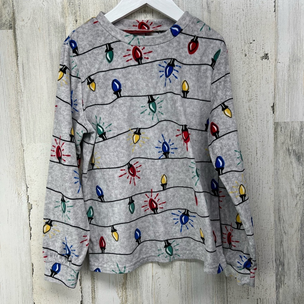 Holiday FamJams Lightly Brushed Fleece Christmas Light Bulb Pajama Set Kids M 8 - Picture 4 of 7